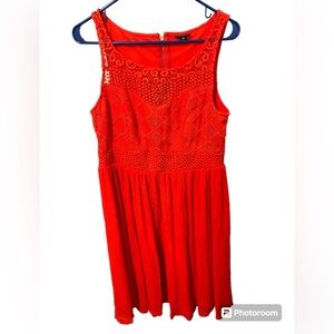 Torrid short (38 1/2”) red dress sleeveless Knitted top under slip back zipper